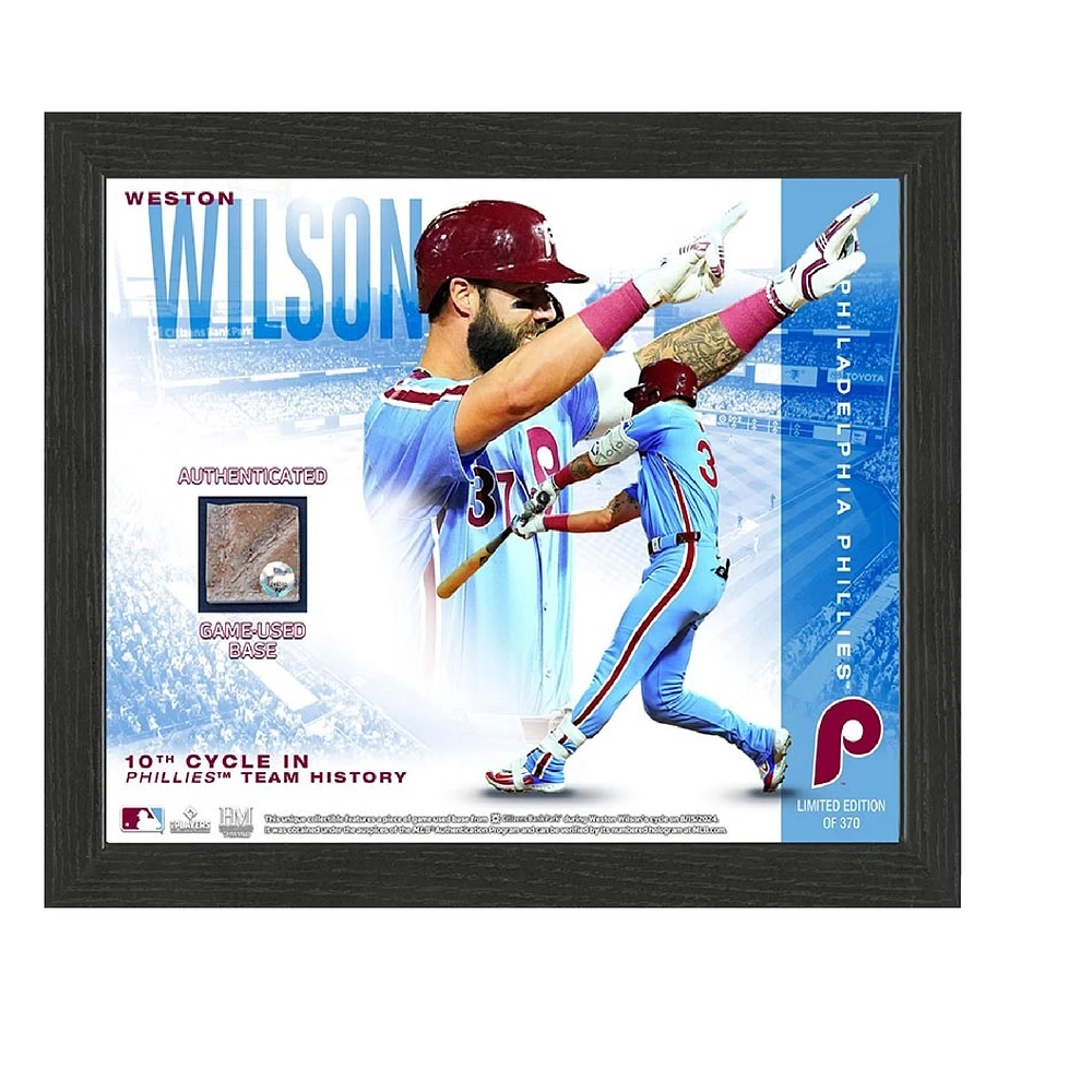Weston Wilson Philadelphia Phillies Framed Cycle Photograph with Game-Used Base Swatch