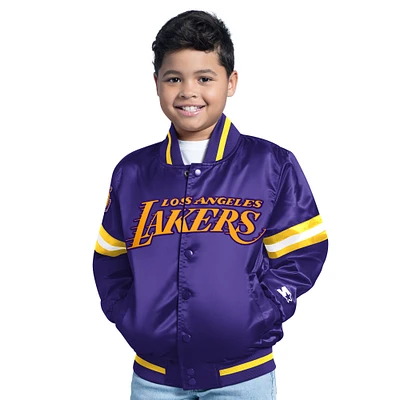 Youth Purple Los Angeles Lakers Scrimmage Full-Snap Varsity Jacket