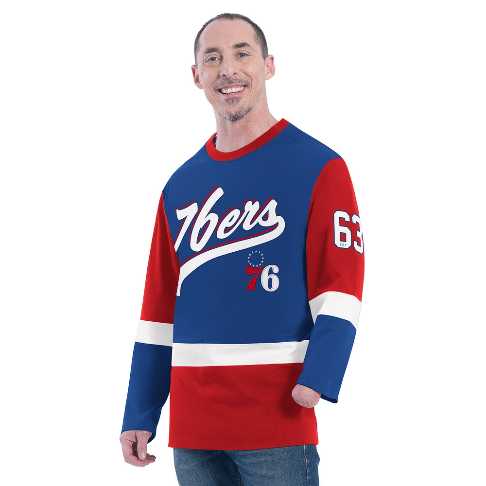 Men's G-III Sports by Carl Banks Royal Philadelphia 76ers Adaptive Rugby Long Sleeve Top