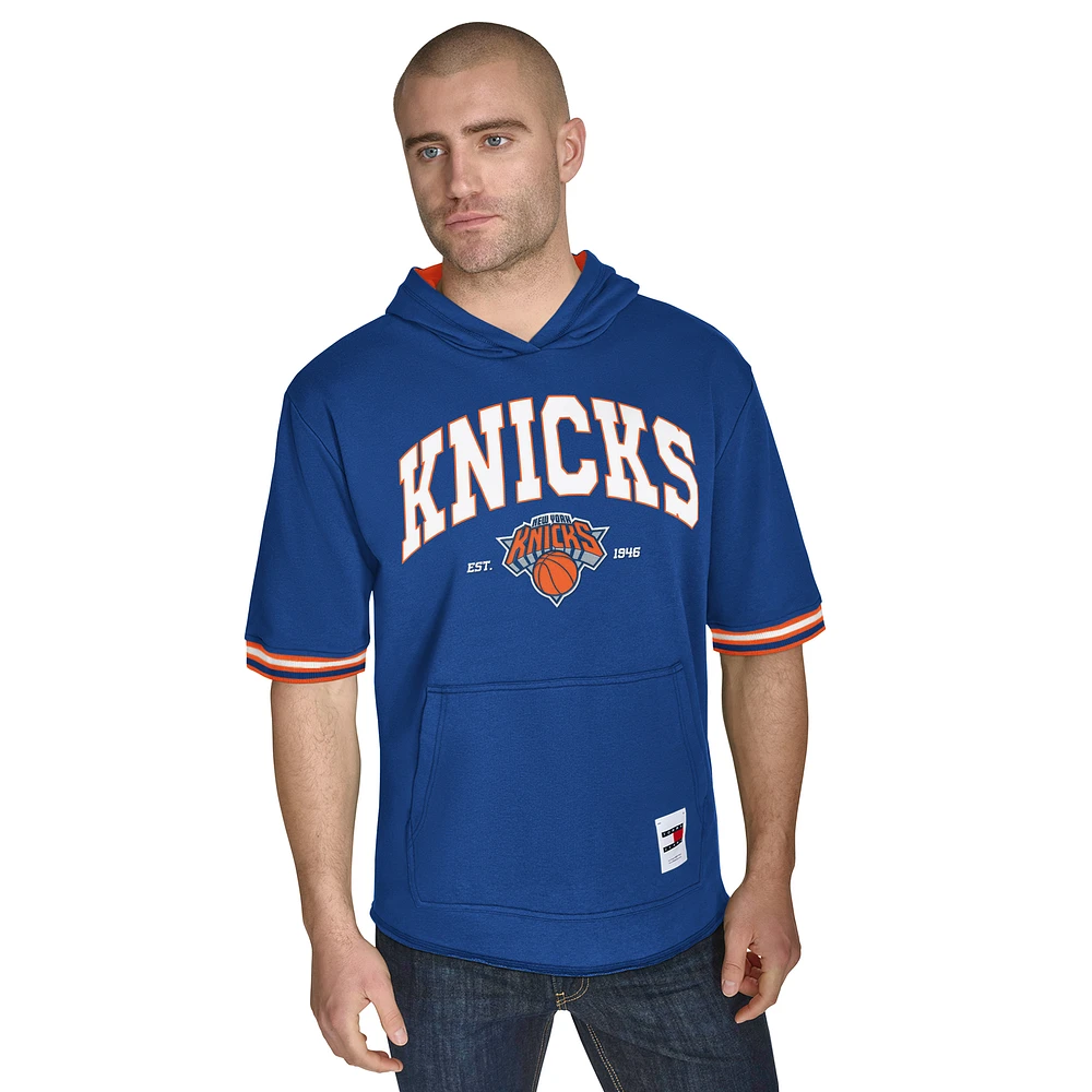 Men's Tommy Jeans Blue New York Knicks Paul French Terry Short Sleeve Pullover Hoodie