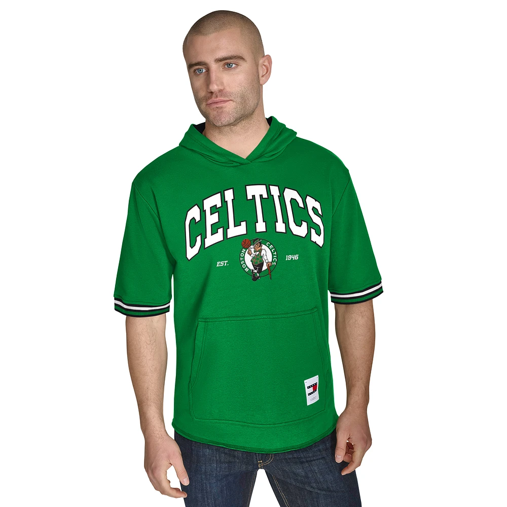 Men's Tommy Jeans Kelly Green Boston Celtics Paul French Terry Short Sleeve Pullover Hoodie