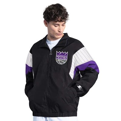 Men's Starter Black Sacramento Kings Yard Line Full-Zip Jacket