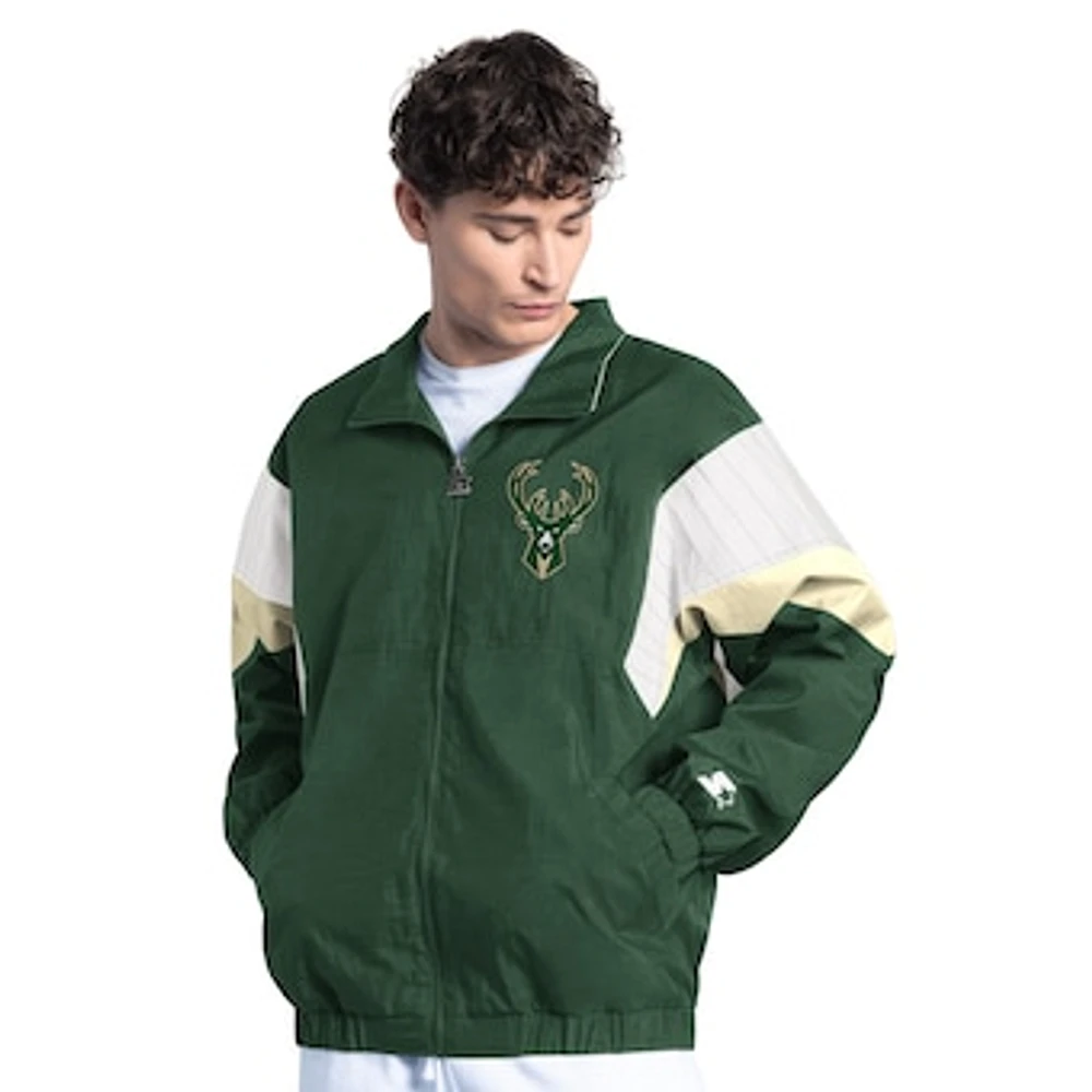 Men's Starter Hunter Green Milwaukee Bucks Yard Line Full-Zip Jacket