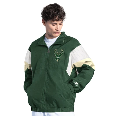 Men's Starter Hunter Green Milwaukee Bucks Yard Line Full-Zip Jacket