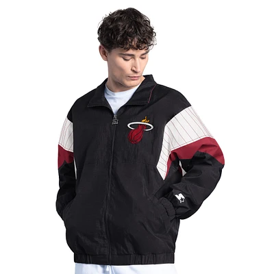 Men's Starter Black Miami Heat Yard Line Full-Zip Jacket