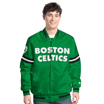 Men's Starter Kelly Green/Black Boston Celtics Scout Full Snap Varsity Jacket