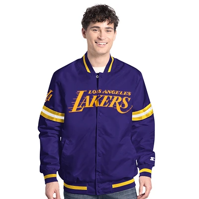 Men's Starter Purple/Gold Los Angeles Lakers Scout Full Snap Varsity Jacket