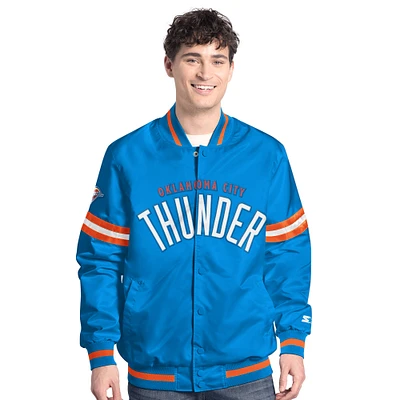 Men's Starter Blue/Orange Oklahoma City Thunder Scout Full Snap Varsity Jacket