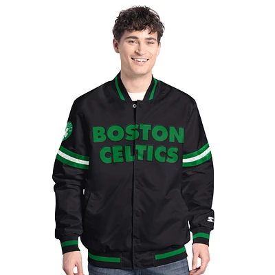 Men's Starter Black Boston Celtics Scout Varsity Full-Snap Jacket