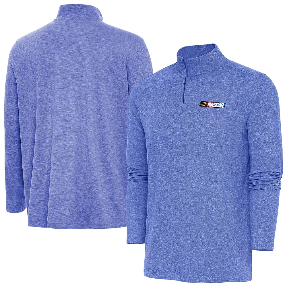Men's Antigua Heather Royal NASCAR 1976-2017 Logo Hunk Quarter-Zip Jacket
