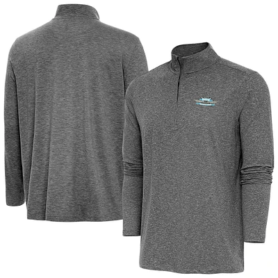 Men's Antigua Heather Black NASCAR - Logo Hunk Quarter-Zip Jacket