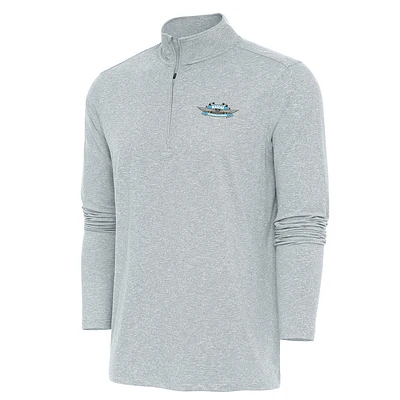 Men's Antigua Heather Gray NASCAR Hunk Quarter-Zip Jacket