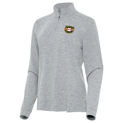 Women's Antigua Heather Gray NASCAR Mentor Quarter-Zip Jacket