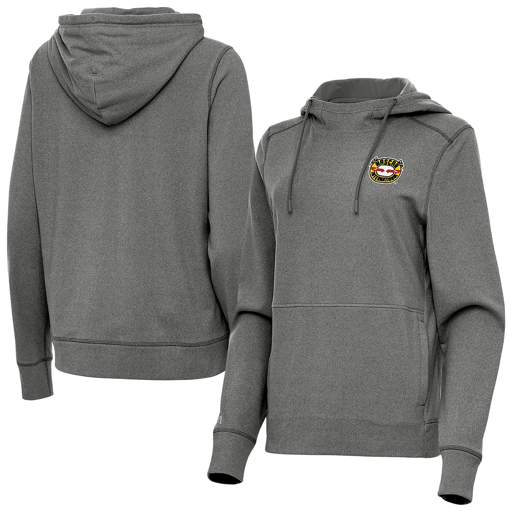Women's Antigua Heather Black NASCAR - Logo Justice Pullover Hoodie
