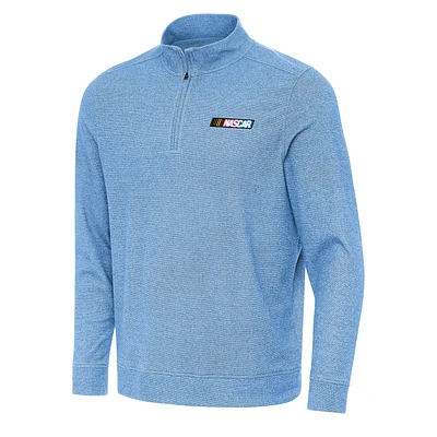 Men's Antigua Heather Powder Blue NASCAR Subtle Quarter-Zip Top