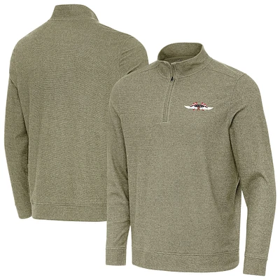 Men's Antigua Heather Olive NASCAR 1948-55 Logo Subtle Quarter-Zip Top