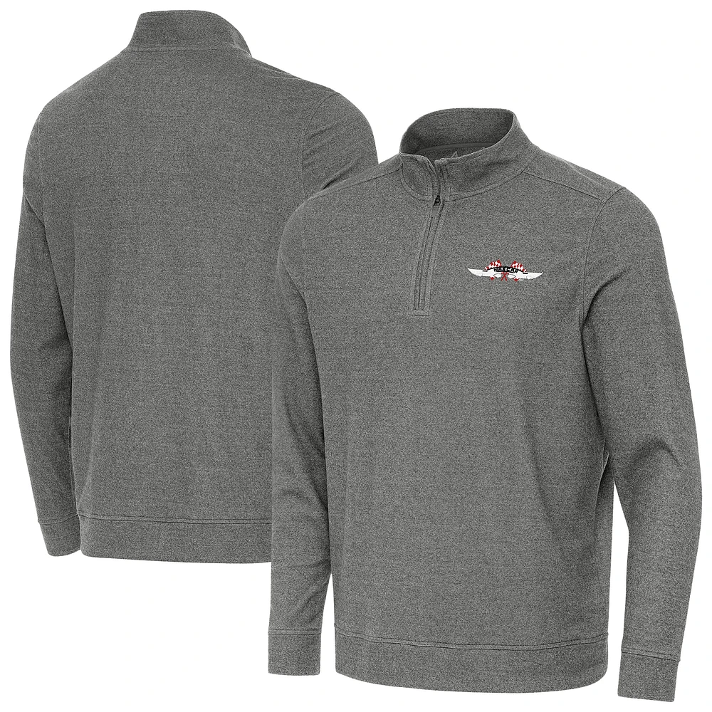 Men's Antigua Heather Black NASCAR 1948-55 Logo Subtle Quarter-Zip Top