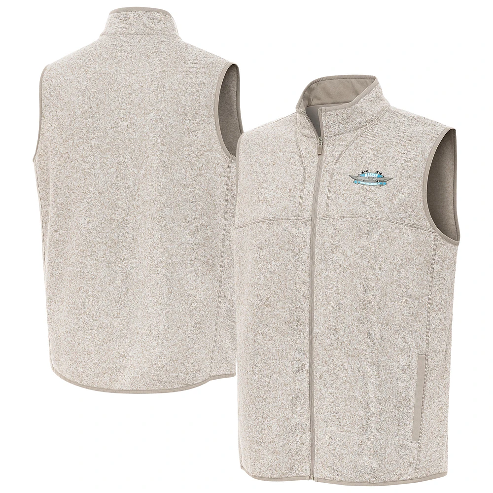 Men's Antigua Heather Oatmeal NASCAR 1956-63 Logo Fortune Full-Zip Vest