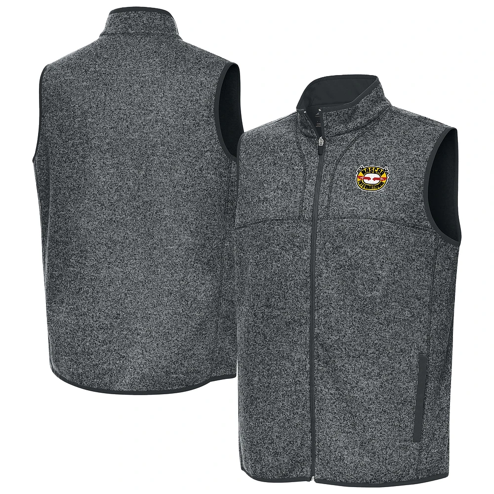 Men's Antigua Heather Gray NASCAR 1964-75 Logo Fortune Full-Zip Vest
