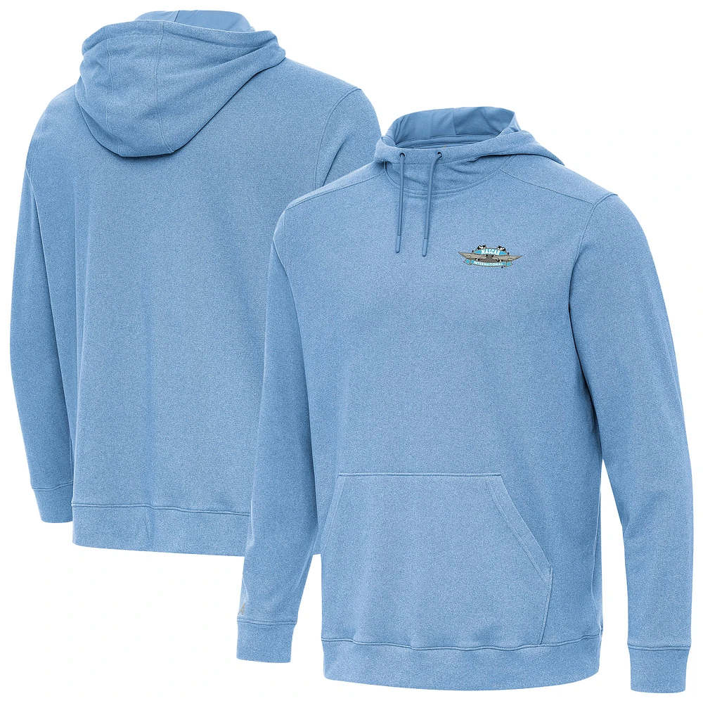Men's Antigua Heather Powder Blue NASCAR 1956-63 Logo Cloud Pullover Hoodie