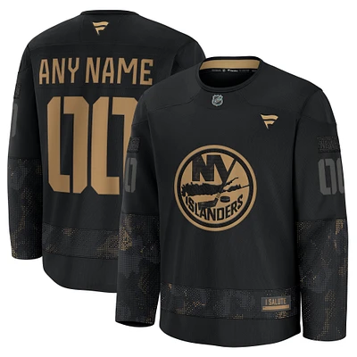 Men's Fanatics Black New York Islanders 2024 Military Appreciation Custom Practice Jersey