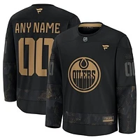 Men's Fanatics  Black Edmonton Oilers 2024 Military Appreciation Custom Practice Jersey