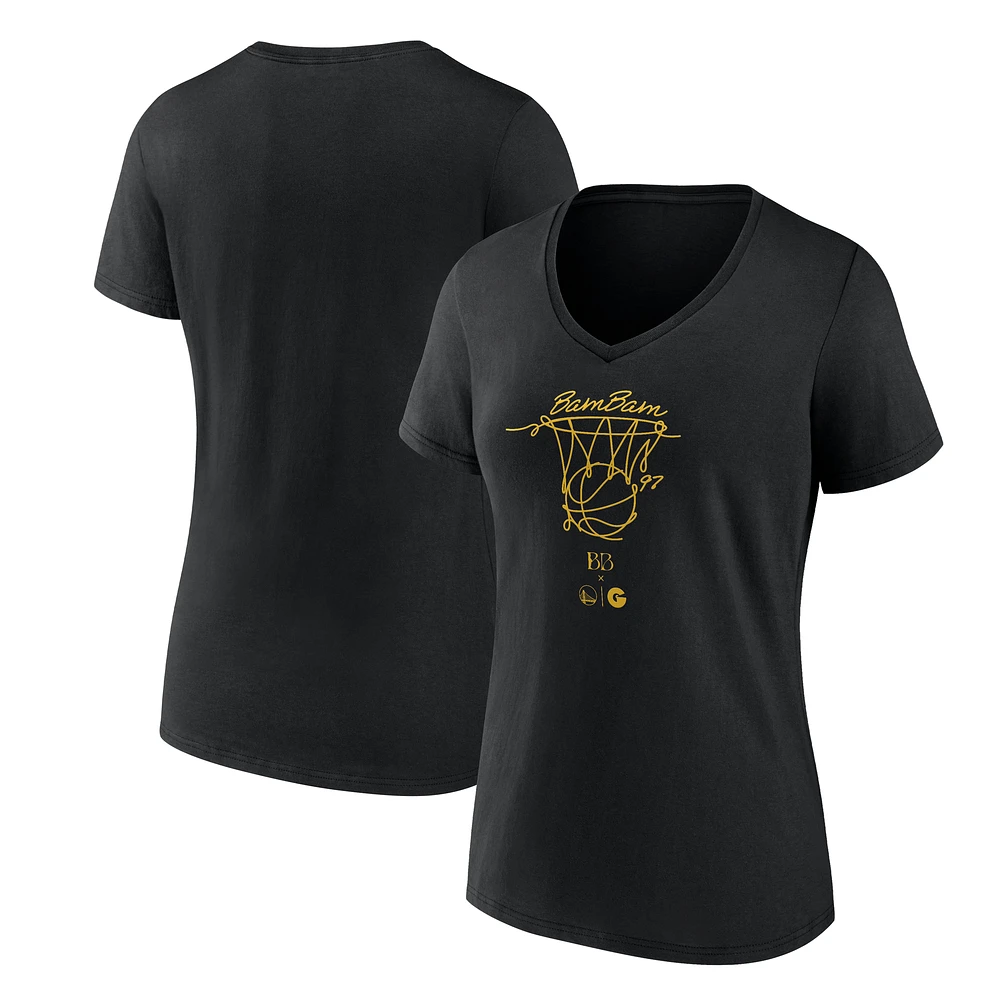 Women's Black Golden State Warriors Bam Bam V-Neck T-Shirt