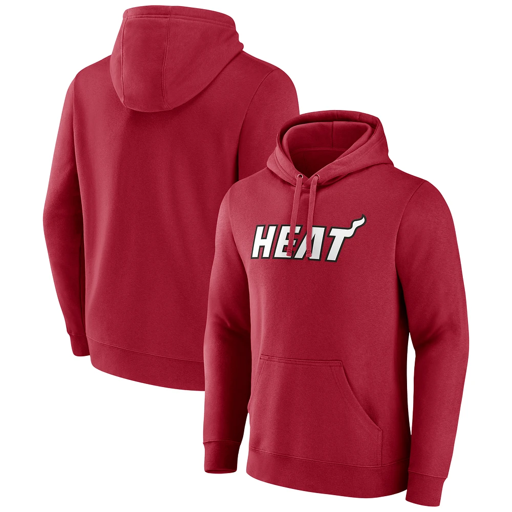 Men's Red Miami Heat Wordmark Pullover Hoodie