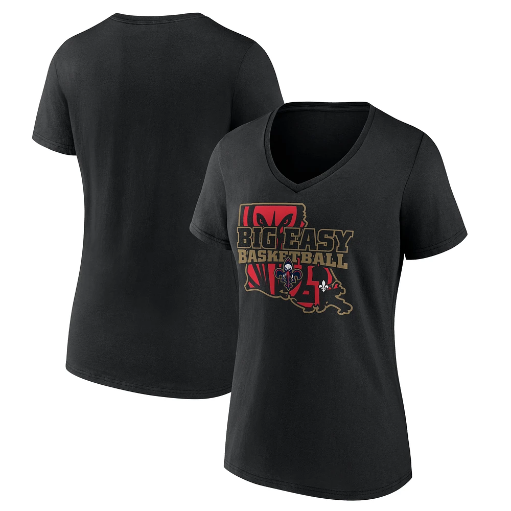 Women's Black New Orleans Pelicans Core Hometown Launch V-Neck T-Shirt
