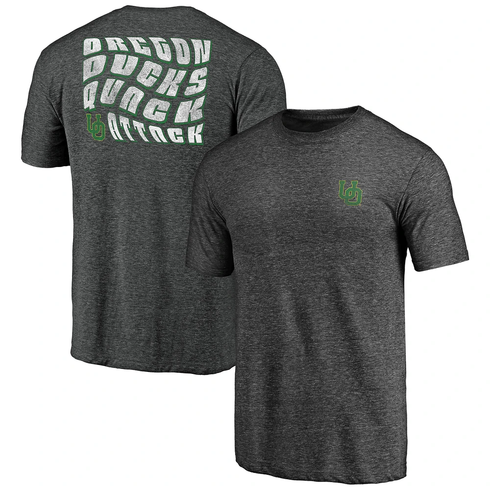 Men's Charcoal Oregon Ducks Wavy Logo Tri-Blend T-Shirt