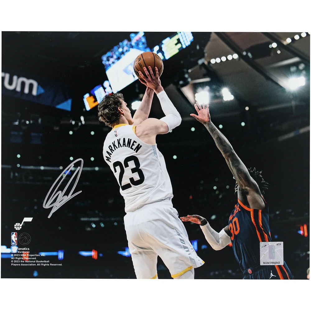 Lauri Markkanen Utah Jazz Autographed 8' x 10" Shooting vs. New York Knicks Photograph
