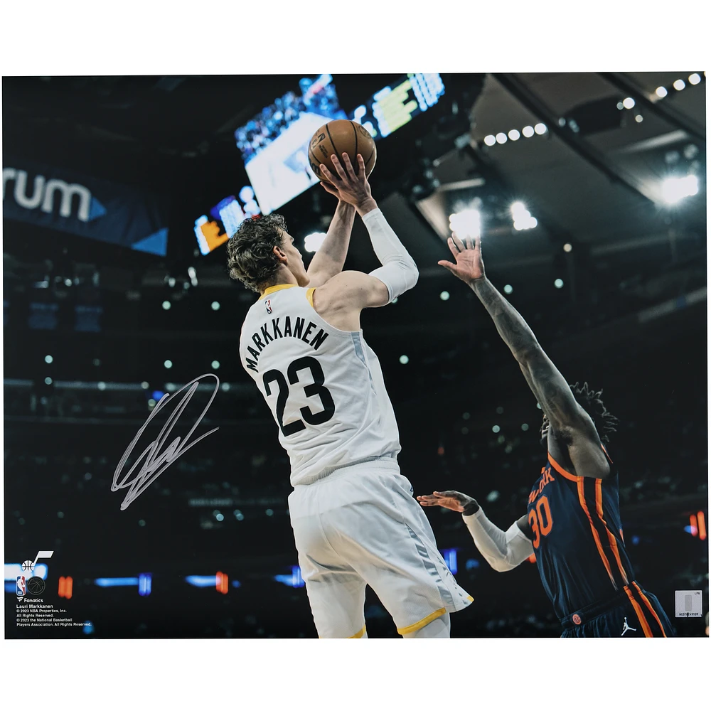Lauri Markkanen Utah Jazz Autographed 16" x 20" Shooting vs. New York Knicks Photograph