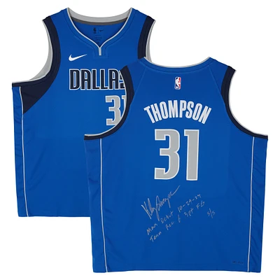 Klay Thompson Dallas Mavericks Autographed Blue Nike Icon Edition Swingman Jersey with Multiple Mavs Debut Inscriptions - Limited Edition #5/5