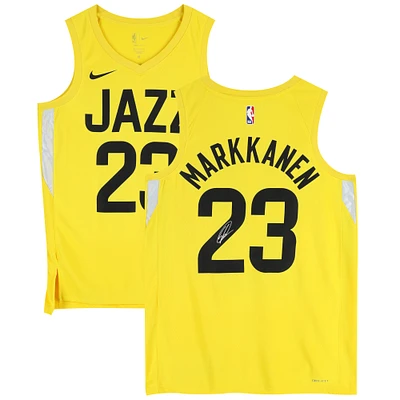 Lauri Markkanen Utah Jazz Autographed Nike Gold Icon Swingman Jersey
