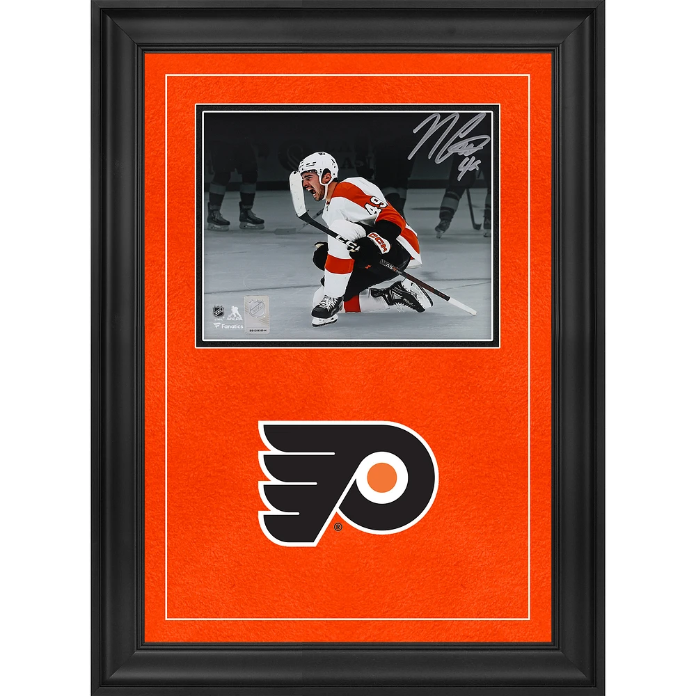 Noah Cates Philadelphia Flyers Autographed Deluxe Framed 8" x 10" White Jersey Celebration Photograph