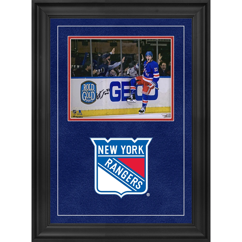 Adam Fox New York Rangers Autographed Deluxe Framed 8" x 10" Blue Jersey Celebration Photograph