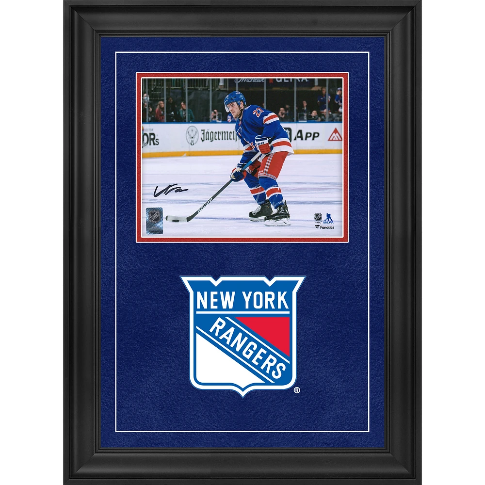 Adam Fox New York Rangers Autographed Deluxe Framed 8" x 10" Blue Jersey Skating with Puck Photograph