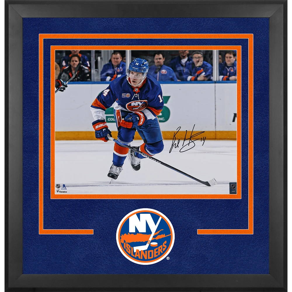 Bo Horvat New York Islanders Autographed Deluxe Framed 16" x 20" Blue Jersey Skating Photograph