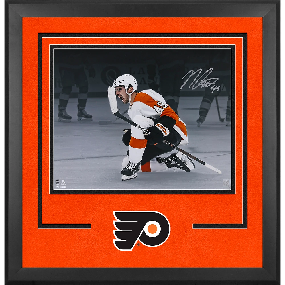 Noah Cates Philadelphia Flyers Autographed Deluxe Framed 16" x 20" White Jersey Celebration Photograph