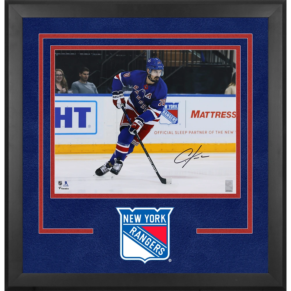 Chris Kreider New York Rangers Autographed Deluxe Framed 16" x 20" Blue Jersey Skating Photograph