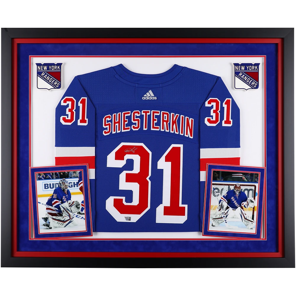 Igor Shesterkin New York Rangers Autographed Deluxe Framed Blue adidas Authentic Jersey