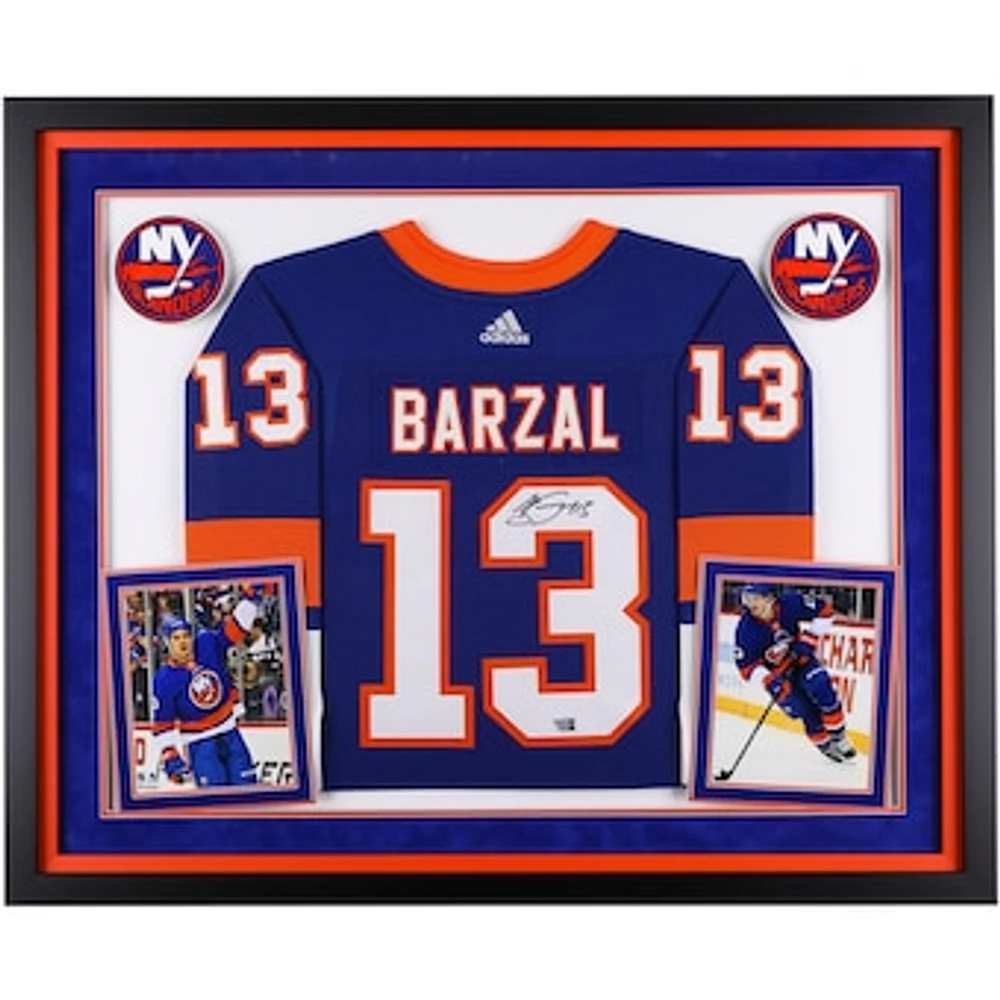 Mathew Barzal New York Islanders Autographed Deluxe Framed Autographed Royal adidas Authentic Jersey