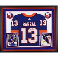 Mathew Barzal New York Islanders Autographed Deluxe Framed Autographed Royal adidas Authentic Jersey