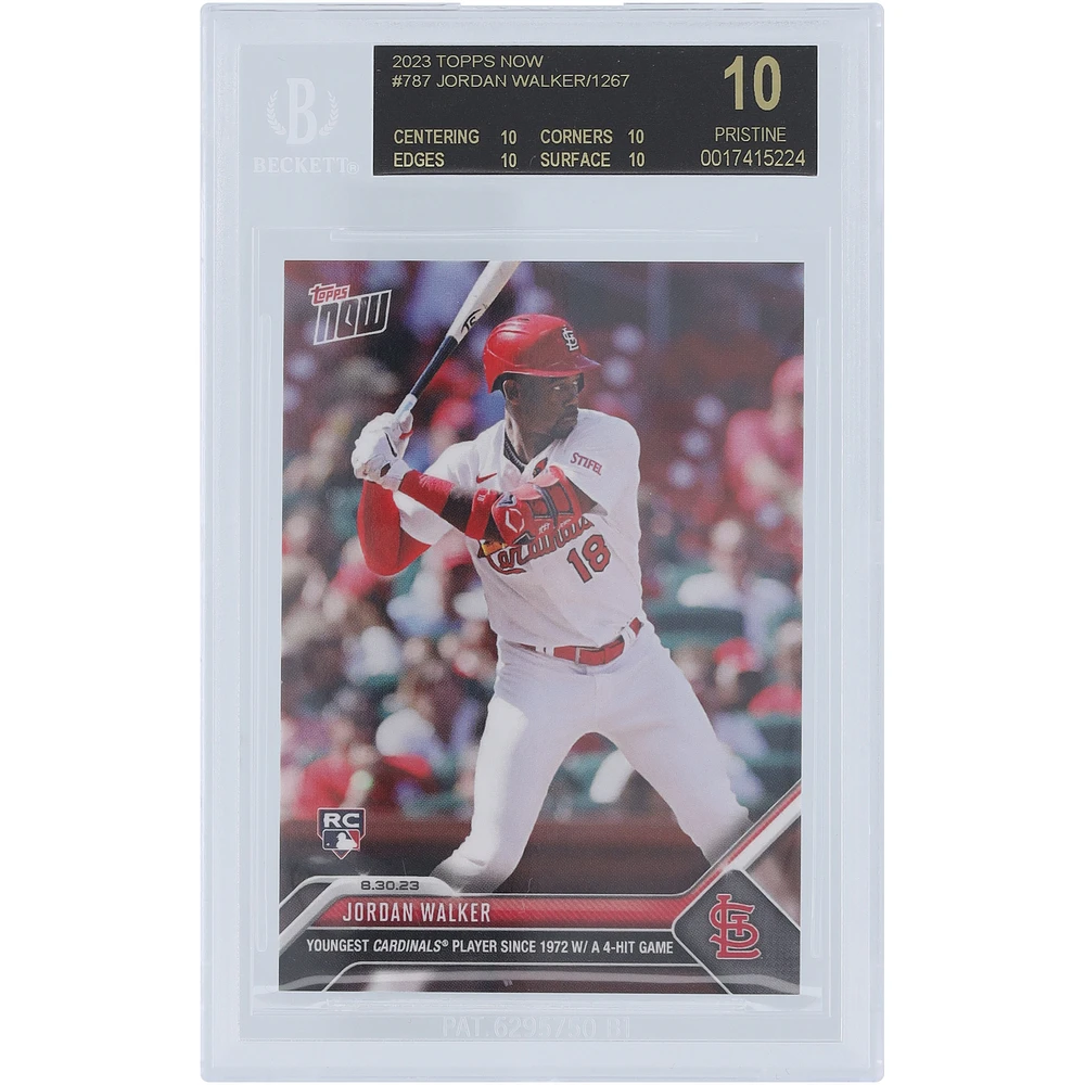 Jordan Walker St. Louis Cardinals 2023 Topps Now Youngest Cardinals 4-Hit Game Black Label #787 BGS Authenticated 10 Rookie Card - 10,10,10,10 Subgrades