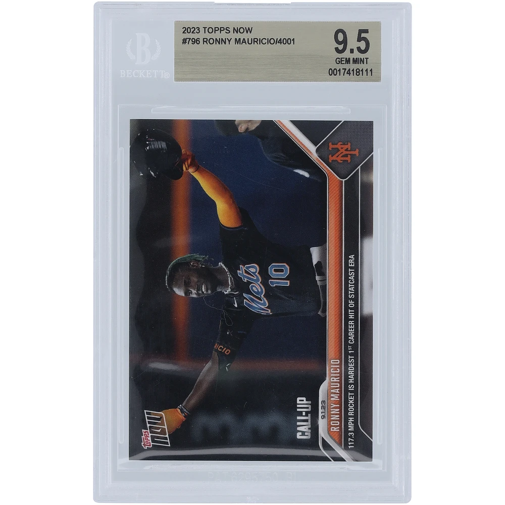 Ronny Mauricio New York Mets 2023 Topps Now Call-Up Hit #796 BGS Authenticated 9.5 Card