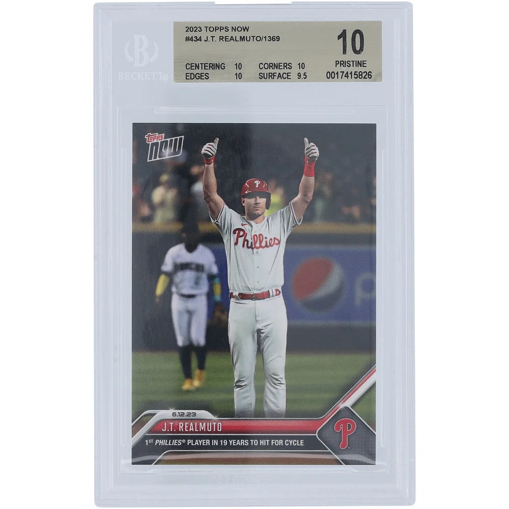 J.T. Realmuto Philadelphia Phillies 2023 Topps Now Hit for Cycle #434 BGS Authenticated 10 Card - 10,10,10,9.5 Subgrades