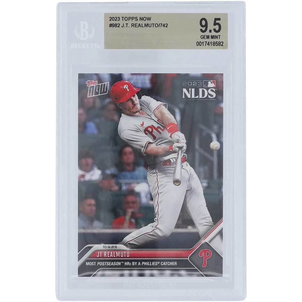 J.T. Realmuto Philadelphia Phillies 2023 Topps Now Most Postseason HRs By A Catcher #982 BGS Authenticated 9.5 Card