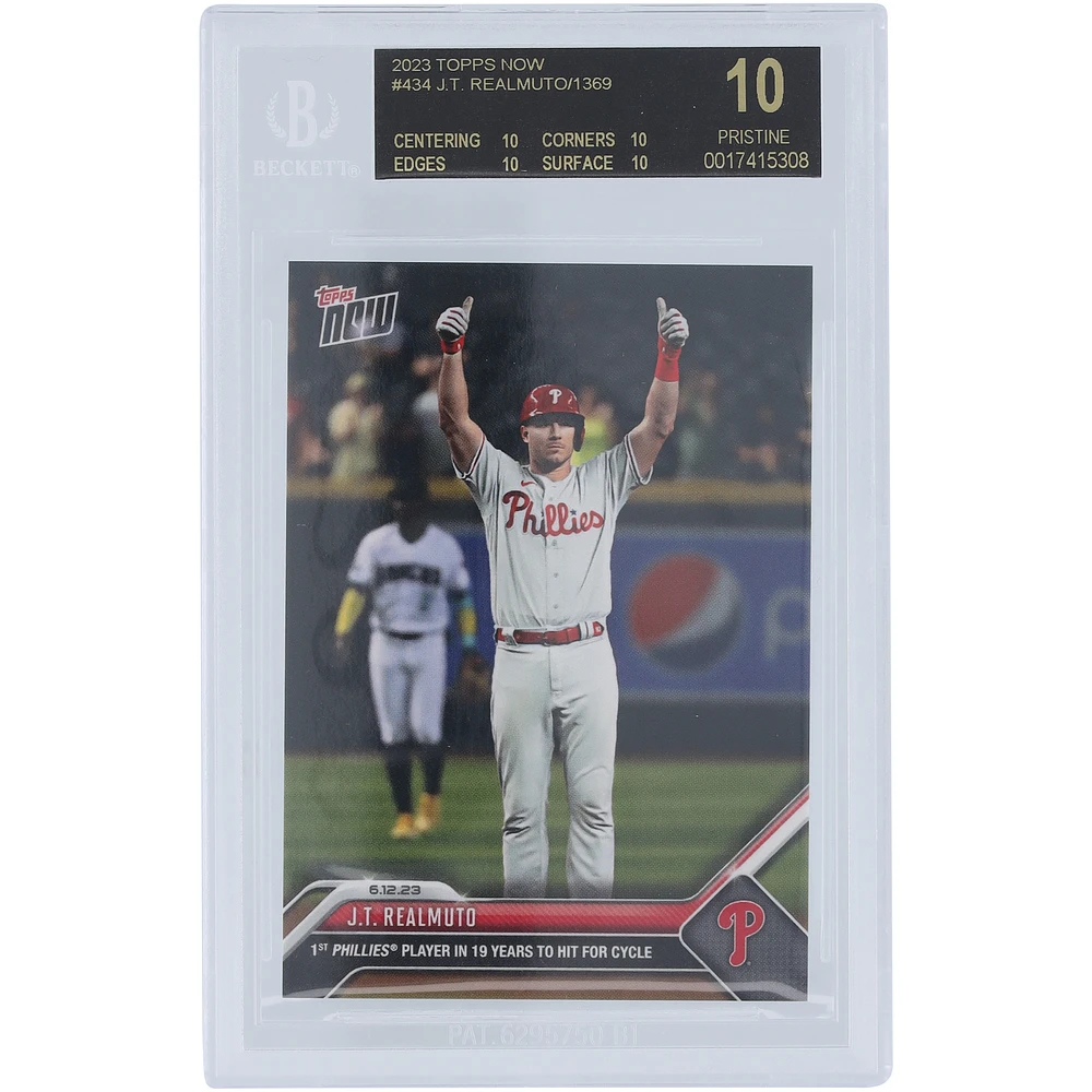 J.T. Realmuto Philadelphia Phillies 2023 Topps Now Hit for Cycle Black Label #434 BGS Authenticated 10 Card - 10,10,10,10 Subgrades