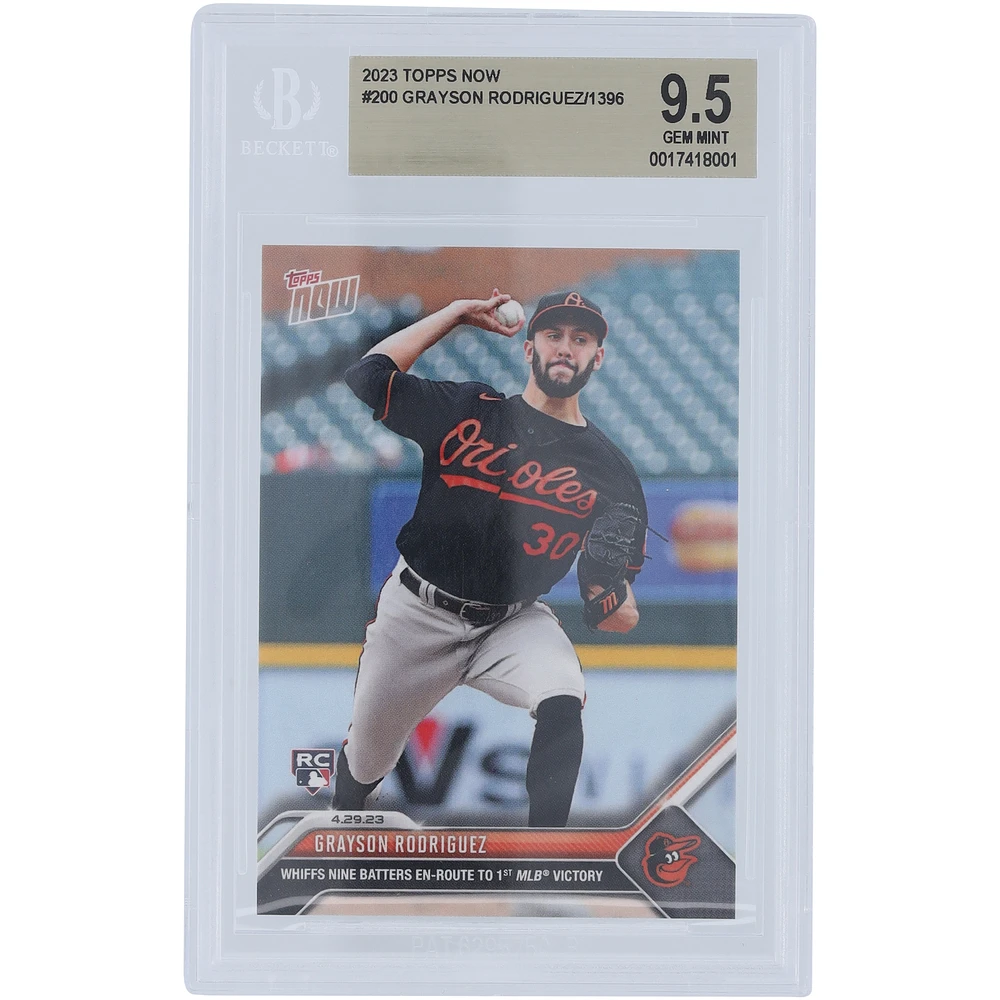 Grayson Rodriguez Baltimore Orioles 2023 Topps Now 1st MLB Victory #200 BGS Authenticated 9.5 Rookie Card