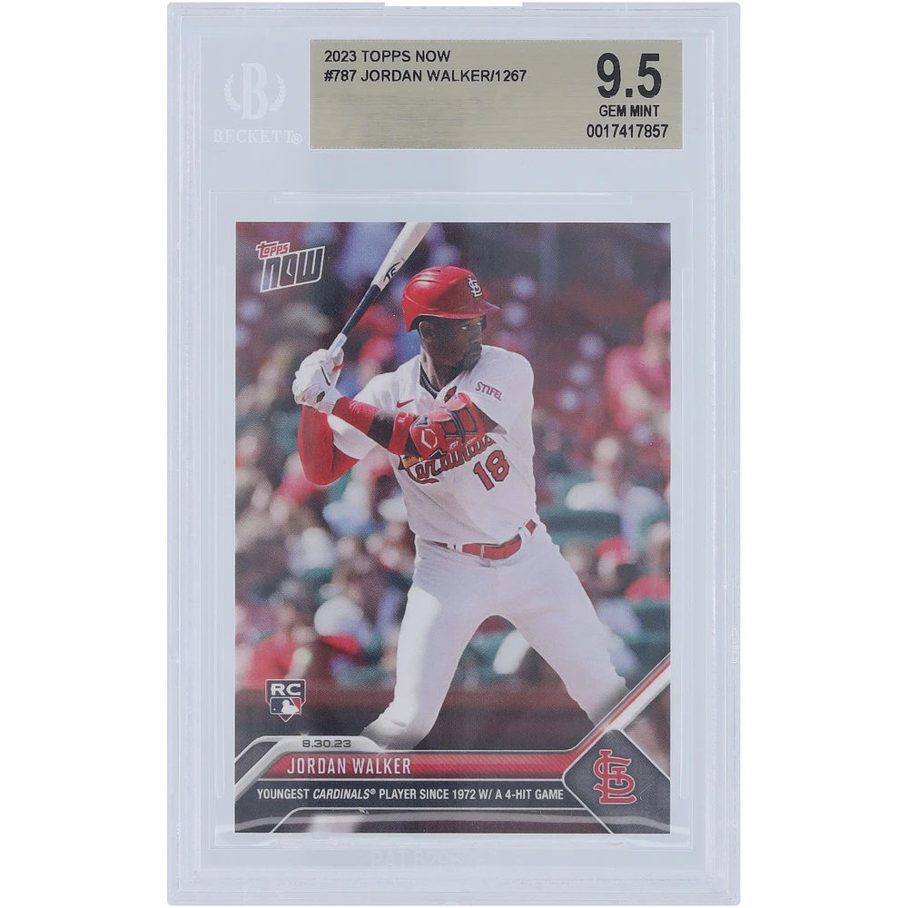 Jordan Walker St. Louis Cardinals 2023 Topps Now Youngest Cardinals 4-Hit Game #787 BGS Authenticated 9.5 Rookie Card
